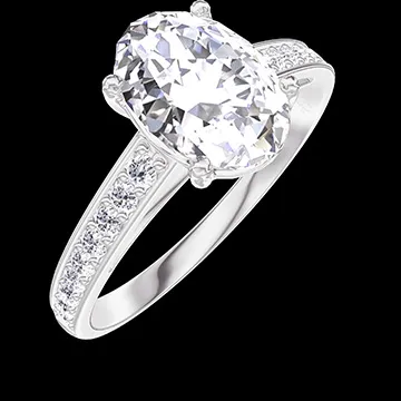 « L'Atelier » Nº187507 - Anello Oro bianco 18 carati - Diamante di laboratorio Ovale 1 Carati - Incastonatura Diamante di laboratorio