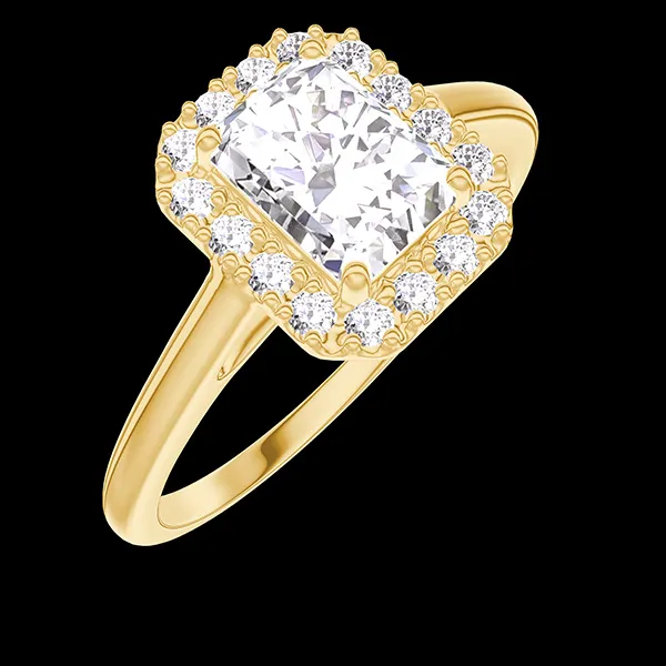 « L'Atelier » Nº190097 - Ring Yellow gold 18 carats - Laboratory Diamond Baguette 0.5 Carats - Halo Laboratory Diamond