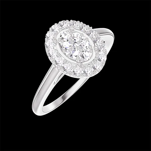 « L'Atelier » Nº211547 - Bague Or blanc 18 carats - Cluster de diamants naturels Ovale équivalent 0.5 - Halo Diamant
