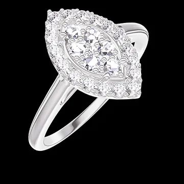 « L'Atelier » Nº211643 - Bague Or blanc 18 carats - Cluster de diamants naturels Marquise équivalent 0.5 - Halo Diamant