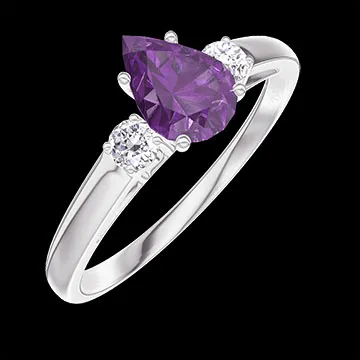 « L'Atelier » No. 217273 - Ring White gold 18 carats - Amethyst Pear 0.5 Carats - Ring settings Diamond white