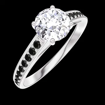 « L'Atelier » Nº385483 - Bague Or blanc 9 carats - Diamant synthétique Rond 0.7 carat - Sertissage Diamant noir