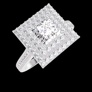 « L'Atelier » Nº406671 - Anillo Oro blanco 18 quilates - Diamante de laboratorio Princesa 0.5 quilates - Halo Diamante de laboratorio - Engastado Diamante de laboratorio