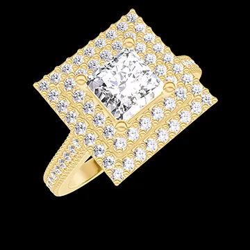 « L'Atelier » Nº406673 - Anello Oro giallo 18 carati - Diamante di laboratorio Principessa 0.5 Carati - Halo Diamante di laboratorio - Incastonatura Diamante di laboratorio