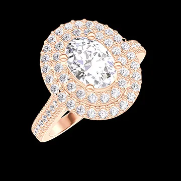 « L'Atelier » Nº413237 - Anillo Oro rosa 18 quilates - Diamante de laboratorio Ovalo 0.5 quilates - Halo Diamante de laboratorio - Engastado Diamante de laboratorio