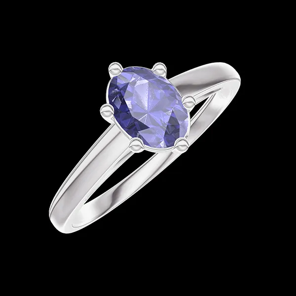 « L'Atelier » Nº419280 - Anillo Oro blanco 18 quilates - Zafiro azul Ovalo 0.5 quilates