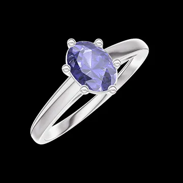 « L'Atelier » Nº419280 - Ring Witgoud 18 karaat - Blauwe saffier Ovaal 0.5 Karaat
