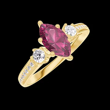 « L'Atelier » Nº419658 - Ring Yellow gold 18 carats - Ruby Marquise 0.5 Carats - Ring settings Diamond white - Setting Diamond white