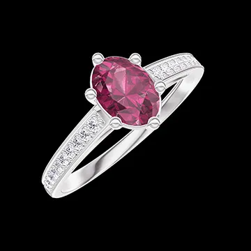 « L'Atelier » Nº419876 - Ring White gold 18 carats - Ruby Oval 0.5 Carats - Setting Diamond white