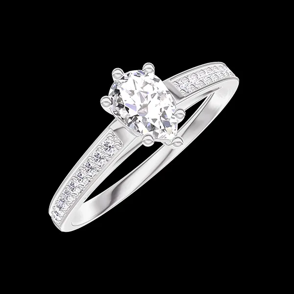 « L'Atelier » Nº422775 - Ring White gold 9 carats - Diamond white Pear 0.3 Carats - Setting Diamond white