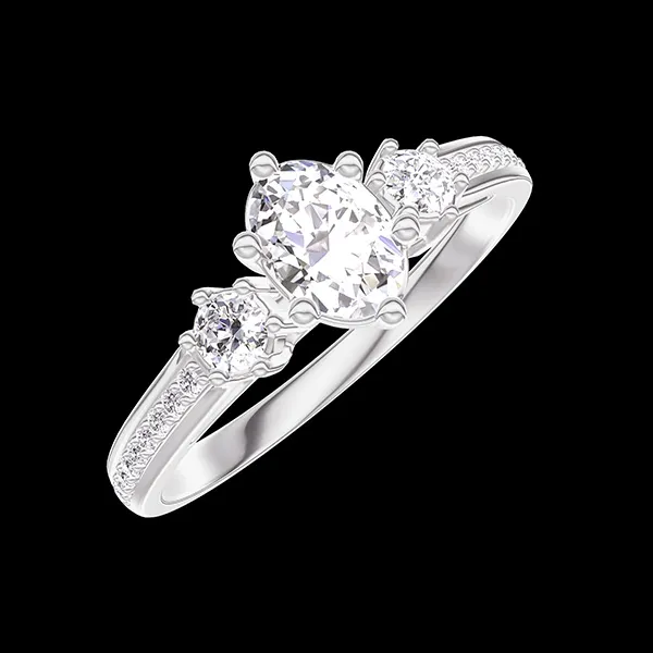 « L'Atelier » Nº422856 - Ring White gold 18 carats - Diamond white Oval 0.3 Carats - Ring settings Diamond white - Setting Diamond white