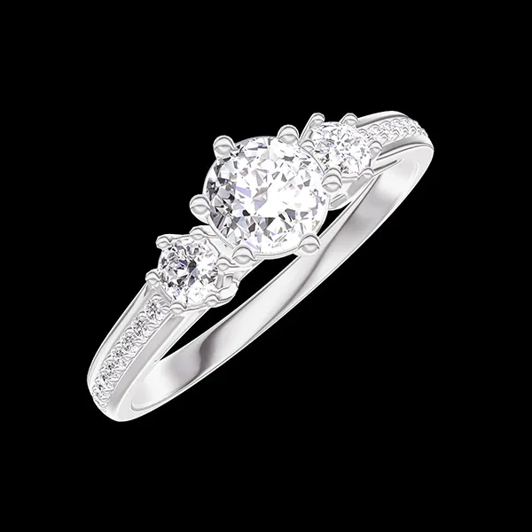 « L'Atelier » Nº423156 - Inel Aur alb 18 carate - Diamant rotund 0.3 carate - Pietre laterale Diamant - Încrustare Diamant