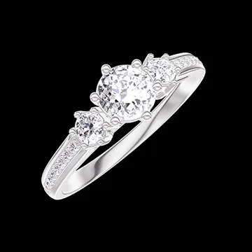 « L'Atelier » Nº423156 - Anello Oro bianco 18 carati - Diamante Rotonda 0.3 Carati - Pietre laterali Diamante - Incastonatura Diamante