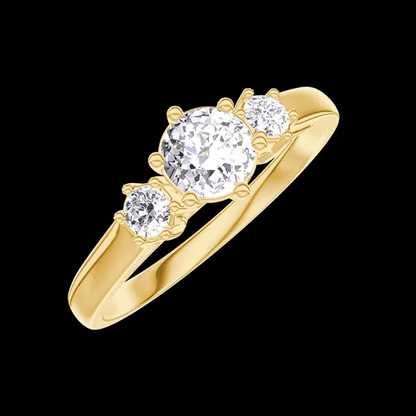 « L'Atelier » nr. 423162 - Ring Geelgoud 18 karaat - Diamant rond 0.3 Karaat - Aanleunende edelstenen Diamant