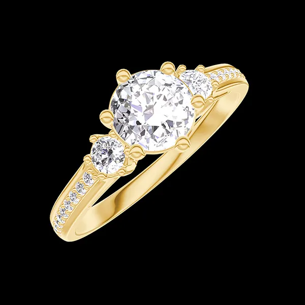 « L'Atelier » No. 424484 - Ring Yellow gold 18 carats - Laboratory Diamond round 0.5 Carats - Ring settings Laboratory Diamond - Setting Laboratory Diamond