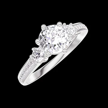 « L'Atelier » Nº424486 - Inel Aur alb 18 carate - Diamante de laborator rotund 0.5 carate - Pietre laterale Diamante de laborator - Încrustare Diamante de laborator