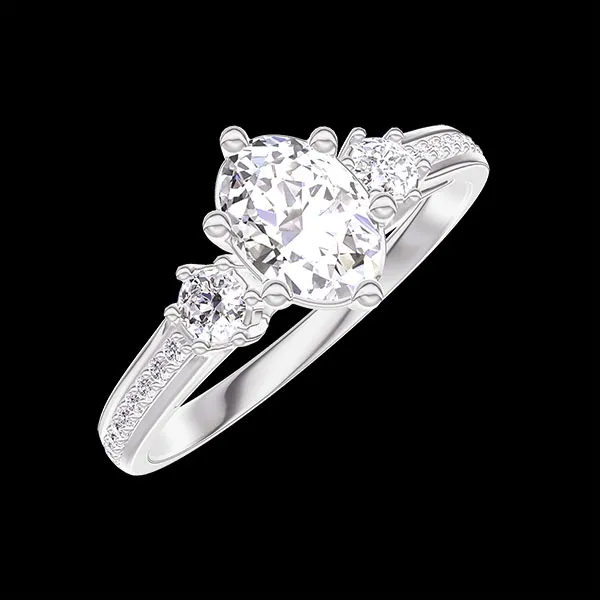 « L'Atelier » Nº424786 - Ring White gold 18 carats - Laboratory Diamond Oval 0.5 Carats - Ring settings Laboratory Diamond - Setting Laboratory Diamond