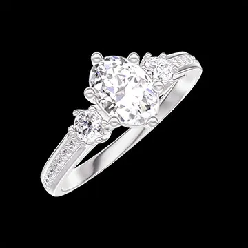 « L'Atelier » Nº424786 - Bague Or blanc 18 carats - Diamant synthétique Ovale 0.5 carat - Pierres de côté Diamant synthétique - Sertissage Diamant synthétique