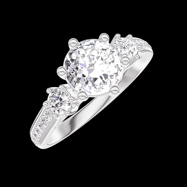 « L'Atelier » Nº425086 - Anello Oro bianco 18 carati - Diamante di laboratorio Rotonda 0.7 Carati - Pietre laterali Diamante di laboratorio - Incastonatura Diamante di laboratorio