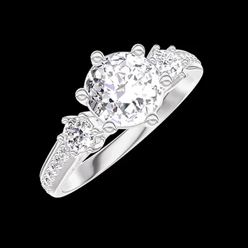 « L'Atelier » Nº425086 - Inel Aur alb 18 carate - Diamante de laborator rotund 0.7 carate - Pietre laterale Diamante de laborator - Încrustare Diamante de laborator