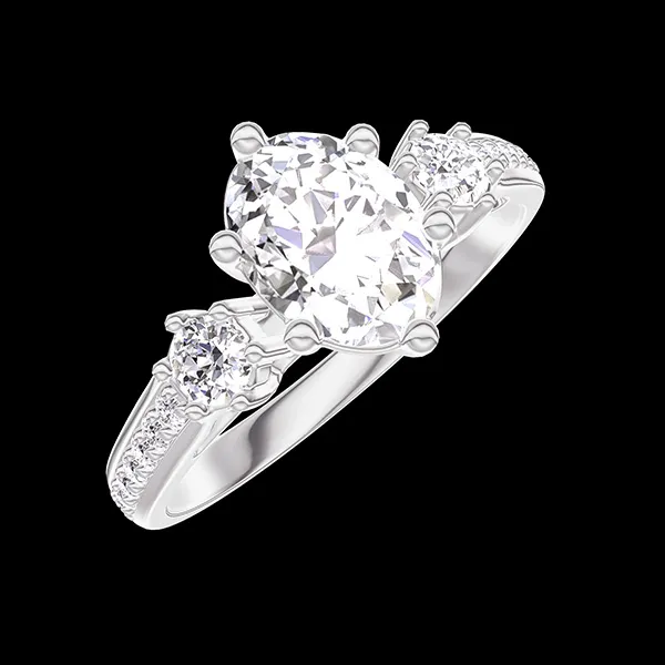 « L'Atelier » Nº425387 - Ring White gold 9 carats - Laboratory Diamond Oval 0.7 Carats - Ring settings Laboratory Diamond - Setting Laboratory Diamond