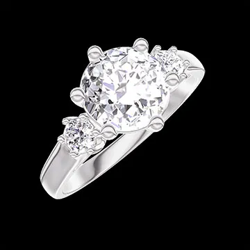 « L'Atelier » n. 425682 - Anello Oro bianco 18 carati - Diamante di laboratorio Rotonda 1 Carati - Pietre laterali Diamante di laboratorio