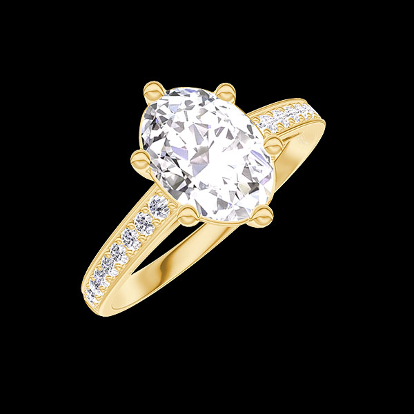 « L'Atelier » nº 425964 - Bague Or jaune 750 ‰ (18 carats) - Diamant synthétique Ovale 1 carat - Sertissage Diamant synthétique