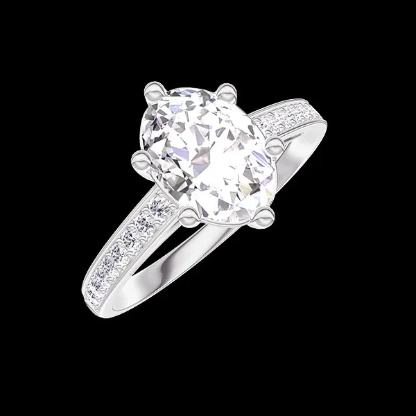 « L'Atelier » nr. 425966 - Ring Witgoud 18 karaat - Laboratorium diamant Ovaal 1 Karaat - Setting Laboratorium diamant
