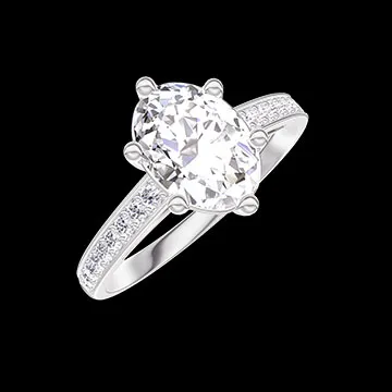 « L'Atelier » nr 425966 - Pierścionek Białe złoto 750 - Diament laboratoryjny Owal 1 karat - Oprawa Diament laboratoryjny