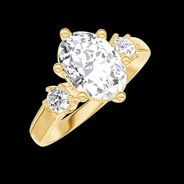 « L'Atelier » nº 425980 - Bague Or jaune 18 carats - Diamant synthétique Ovale 1 carat - Pierres de côté Diamant synthétique