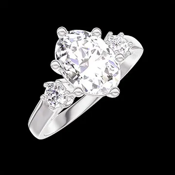 « L'Atelier » No. 425982 - Ring White gold 18 carats - Laboratory Diamond Oval 1 Carats - Ring settings Laboratory Diamond