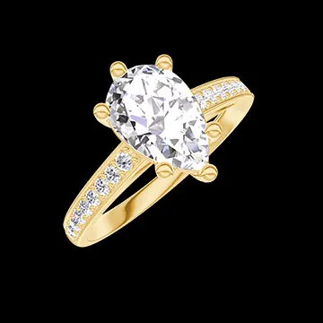 « L'Atelier » nr 426064 - Pierścionek Żółte złoto 750 - Diament laboratoryjny Gruszka 1 karat - Oprawa Diament laboratoryjny