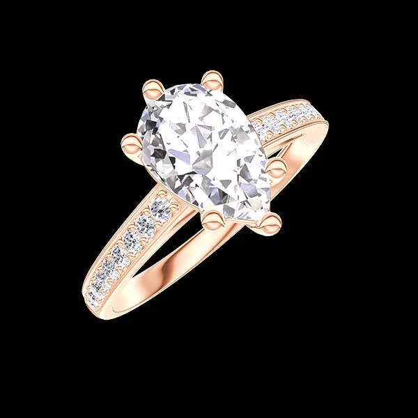 « L'Atelier » nr 429293 - Pierścionek Złoto różowe 750 - Diament laboratoryjny Gruszka 1 karat - Oprawa Diament laboratoryjny