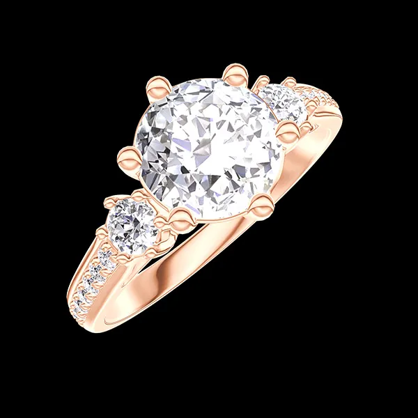 « L'Atelier » Nº429483 - Inel Aur roz 18 carate - Diamante de laborator rotund 1 carate - Pietre laterale Diamante de laborator - Încrustare Diamante de laborator