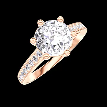 « L'Atelier » Nº429493 - Bague Or rose 18 carats - Diamant synthétique Rond 1 carat - Sertissage Diamant synthétique
