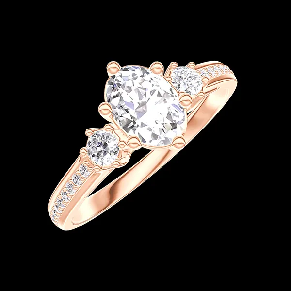 « L'Atelier » Nº429933 - Anello Oro rosa 18 carati - Diamante di laboratorio Ovale 0.5 Carati - Pietre laterali Diamante di laboratorio - Incastonatura Diamante di laboratorio