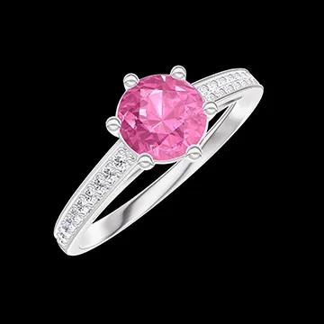 « L'Atelier » Nº437653 - Ring White gold 18 carats - Pink Sapphire round 0.5 Carats - Setting Diamond white