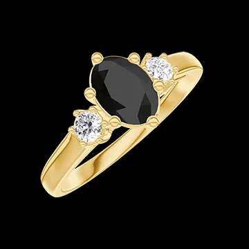 « L'Atelier » Nº451738 - Bague Or jaune 9 carats - Diamant noir Ovale 0.5 carat - Pierres de côté Diamant
