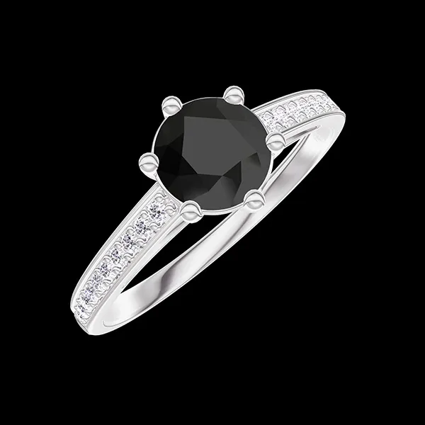 « L'Atelier » Nº452053 - Anillo Oro blanco 18 quilates - Diamante negro redondo 0.5 quilates - Engastado Diamante
