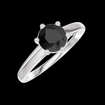 « L'Atelier » Nº452057 - Ring Weißgold 375/-(9Kt) - Schwarzer Diamant rund 0.5 Karat