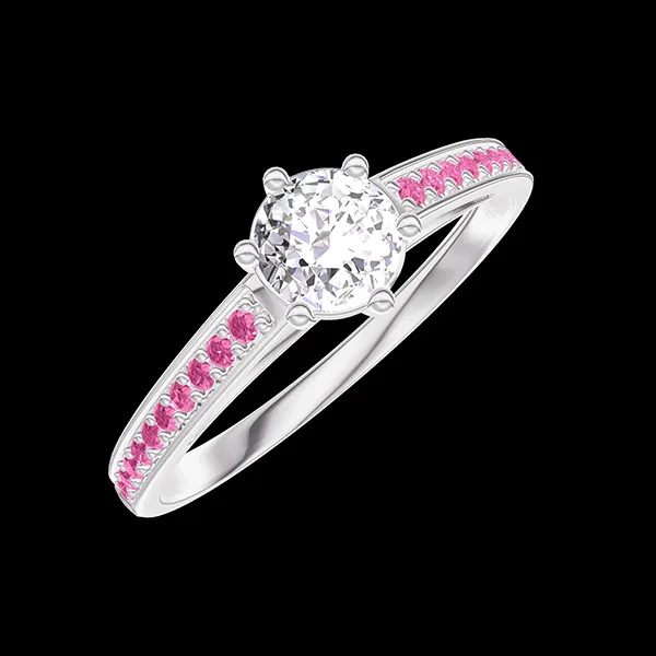 « L'Atelier » Nº495382 - Anello Oro bianco 18 carati - Diamante di laboratorio Rotonda 0.3 Carati - Incastonatura Zaffiro rosa