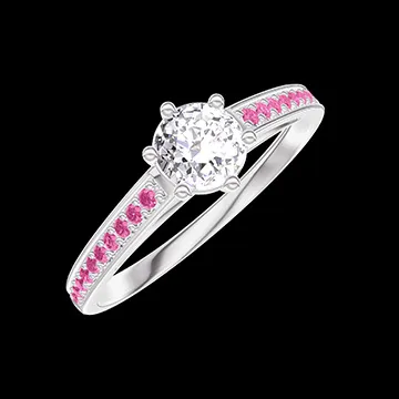 « L'Atelier » Nº495382 - Ring White gold 18 carats - Laboratory Diamond round 0.3 Carats - Setting Pink Sapphire