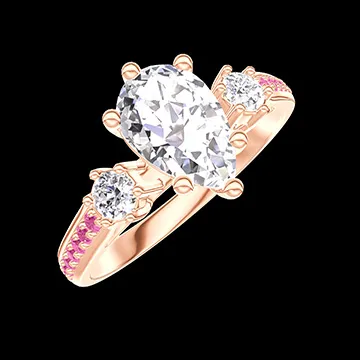« L'Atelier » Nº496525 - Inel Aur roz 18 carate - Diamante de laborator Pară 0.7 carate - Pietre laterale Diamante de laborator - Încrustare Safir roz