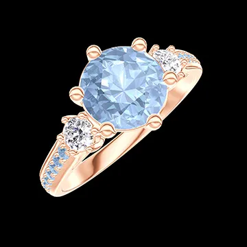 « L'Atelier » Nº531562 - Anillo Oro rosa 18 quilates - Topacio azul redondo 1 quilates - Piedras laterales Diamante - Engastado Topacio azul