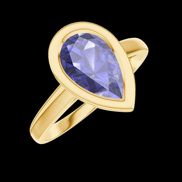 « L'Atelier » Nº572783 - Ring Gelbgold 750/-(18Kt) - Blauer Saphir Tropfen 1 Karat
