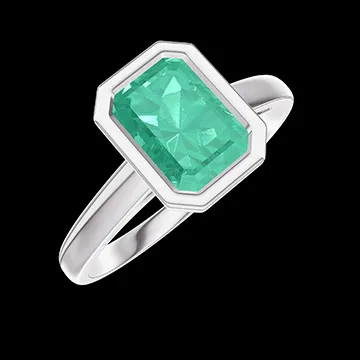 « L'Atelier » Nº581862 - Anillo Oro blanco 18 quilates - Esmeralda Rectángulo 1 quilates