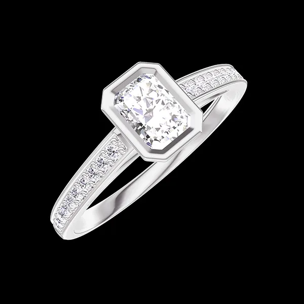 « L'Atelier » Nº582469 - Anillo Oro blanco 9 quilates - Diamante de laboratorio Rectángulo 0.3 quilates - Engastado Diamante de laboratorio