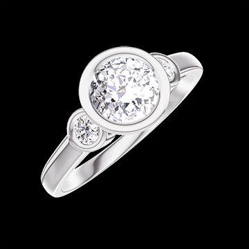 « L'Atelier » Nr. 582884 - Verlobungsring Weißgold 750 (18K) - Labordiamant Rund  0.5 Karat - Seitliche Steine Labordiamant