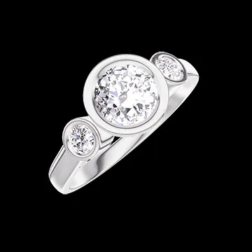 « L'Atelier » Nr. 583484 - Ring Weißgold 750/-(18Kt) - Labordiamant Rund 0.7 Karat - Seitliche Steine Labordiamant