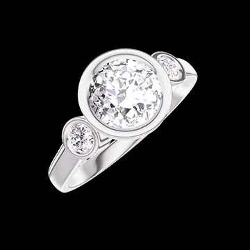 « L'Atelier » n. 584084 - Anello Oro bianco 18 carati - Diamante di laboratorio Rotonda 1 Carati - Pietre laterali Diamante di laboratorio